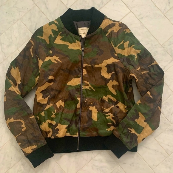 𝅺NICOLE MILLER ATELIER VIintage Camouflage bomber jacket SIZE  Large - Picture 1 of 7